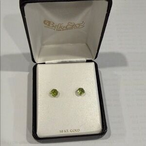 10K Gold and Peridot 6mm Stud Earrings